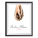 Poster Stampa Personalizzata "Teniamoci per Mano" Acquerello Romantica