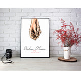 Poster Stampa Personalizzata "Teniamoci per Mano" Acquerello Romantica