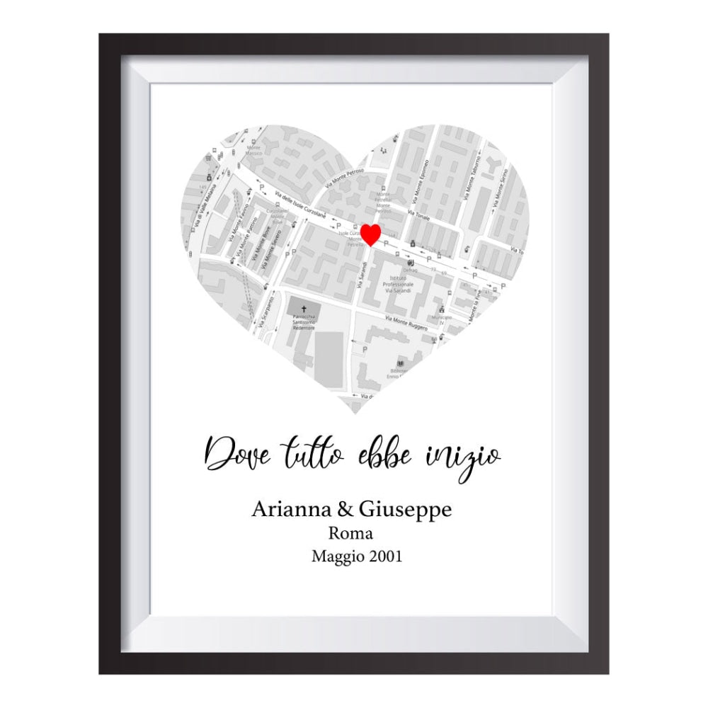 Targa Mappa Personalizzata Con Luce LED – Il Luogo Del Cuore Per Anniversario, Matrimonio O Primo Incontro – Base In Legno, Formato 15x20cm